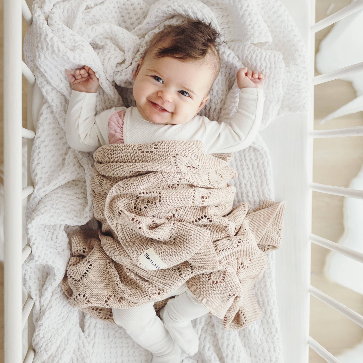 100% Luxury Cotton Receiving Swaddle Baby Blanket - Heart: Taupe