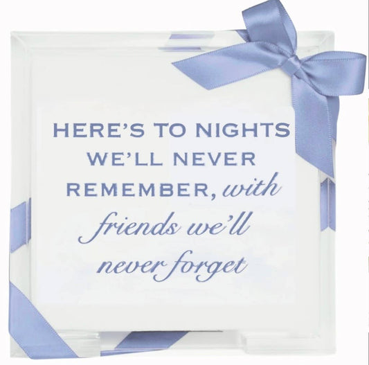 Acrylic Cocktail Napkin Hostess Set: Here's to Nights...With Friends