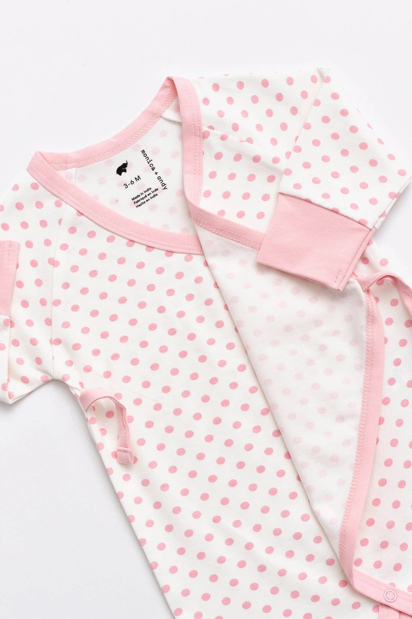 Kimono Tie Light Pink Polka Dots / 6-9m