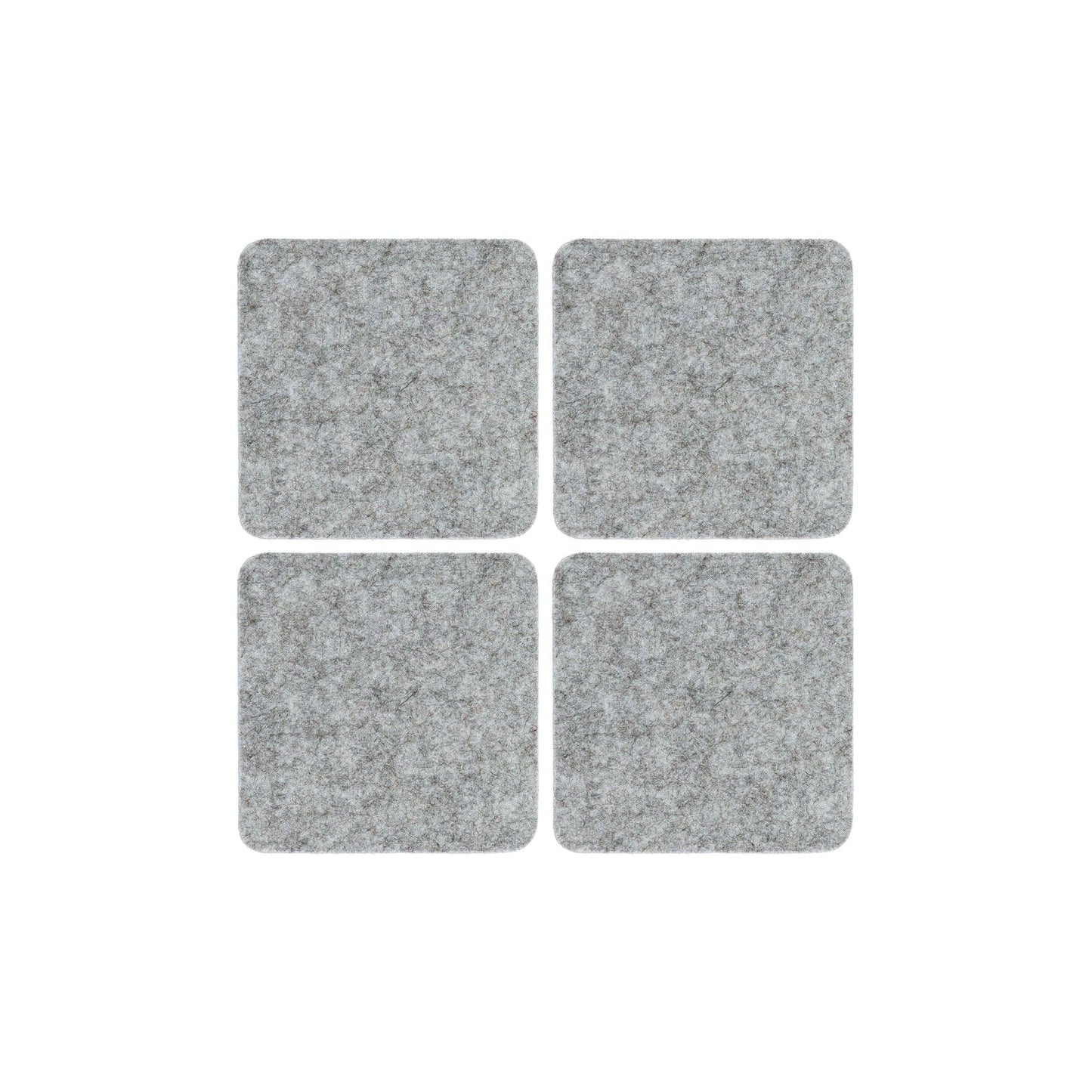 Bierfilzl Merino Wool Felt Square Coaster Solid 4 Pack: Granite