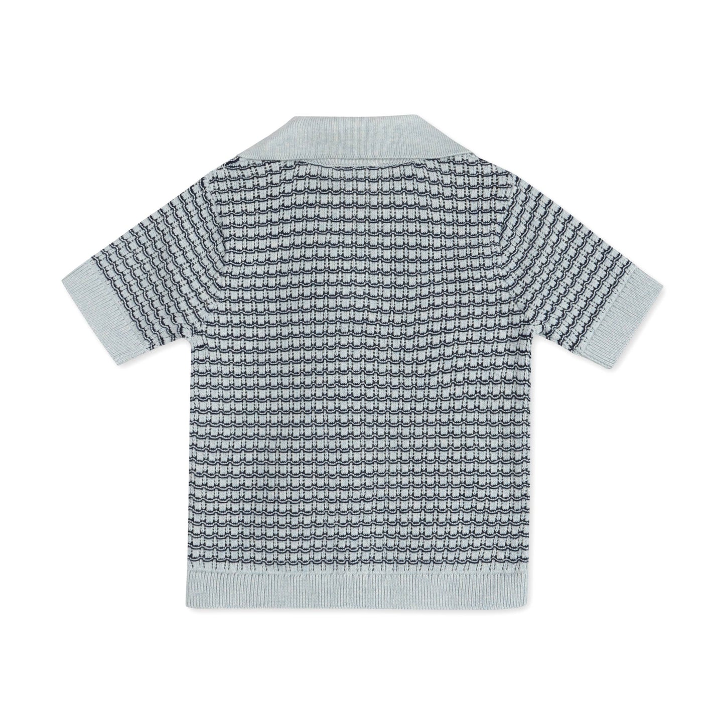 Miles Wave Textured Baby Shirt & Shorts Set (Organic Cotton): Blue Heather / 12-18M