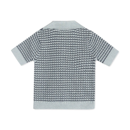 Miles Wave Textured Baby Shirt & Shorts Set (Organic Cotton): Blue Heather / 2-3T