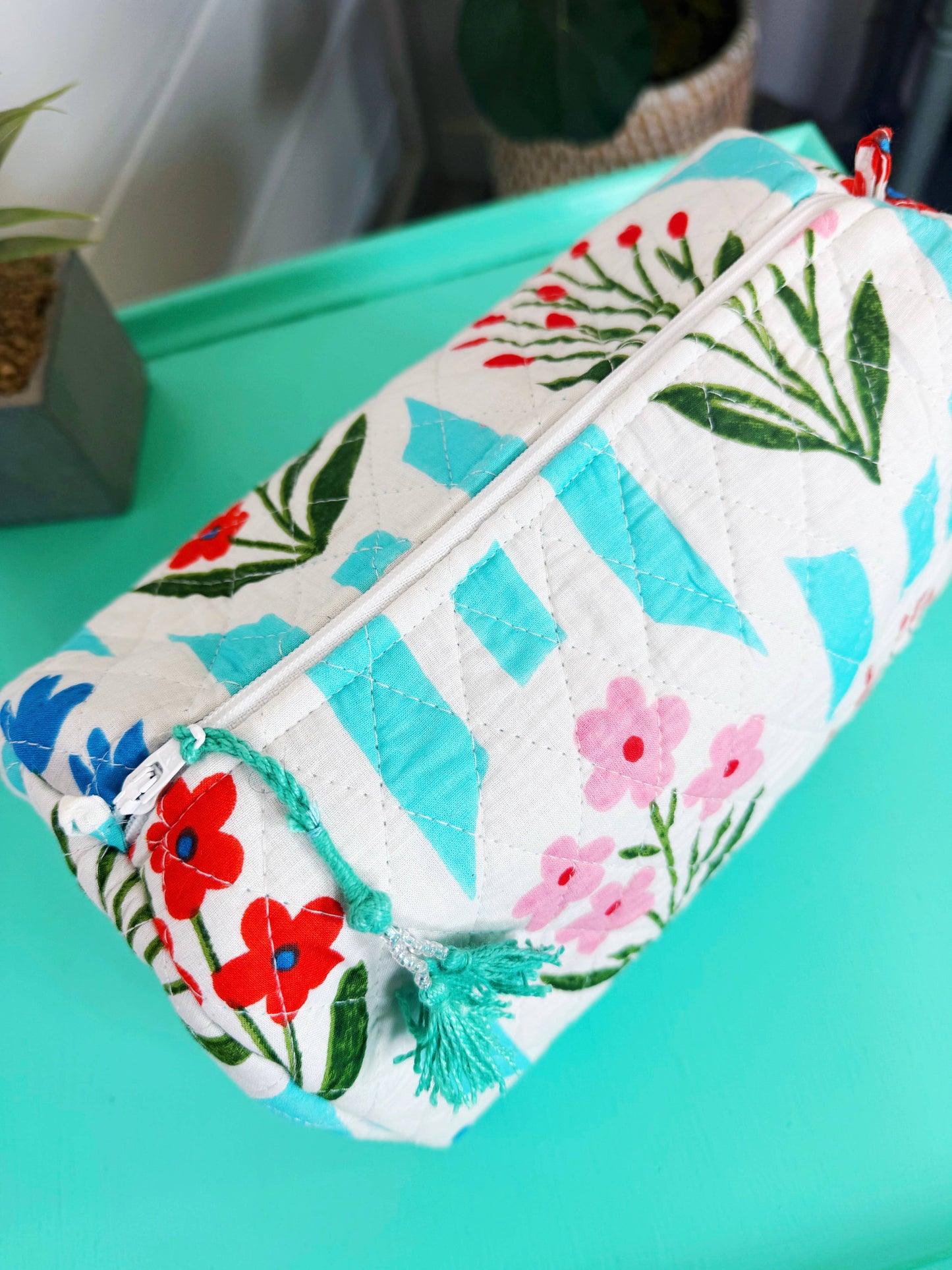 Quilted Toiletry Makeup Bags | Cosmetics Bag | Garden Party