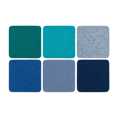 Bierfilzl Merino Wool Felt Square Coaster Multi 6 Pack: Ocean