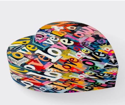 Love Collage  Heart Paperweight Table Decor       
