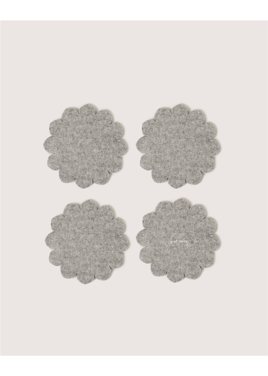 Crest Merino Wool Coaster Solid 4 Pack - Granite