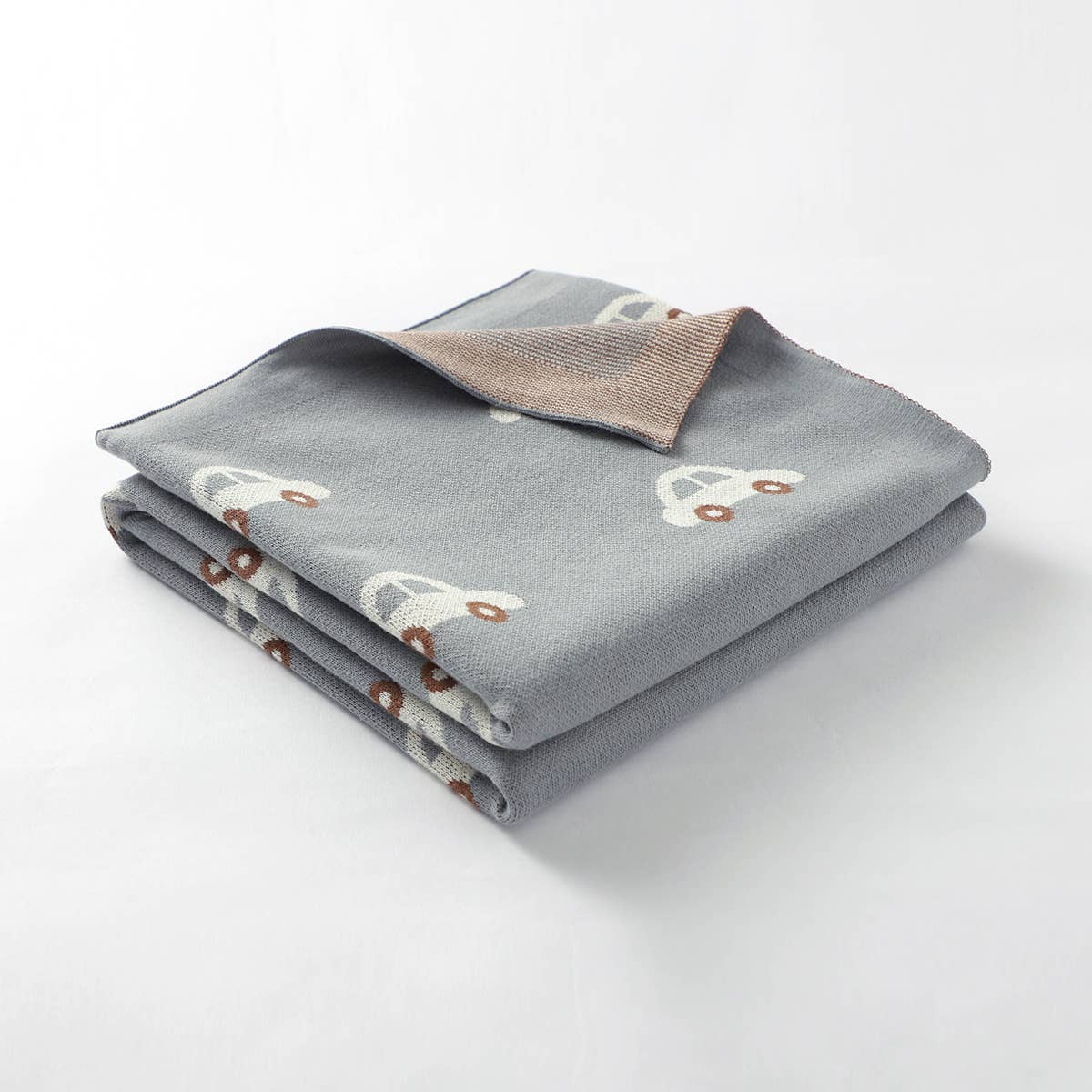 100% Luxury Cotton Receiving Swaddle Baby Blanket - Cars: Grey