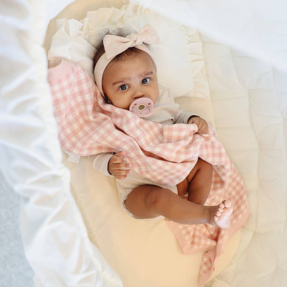 100% Luxury Cotton Swaddle Receiving Baby Blanket - Plaid: Beige