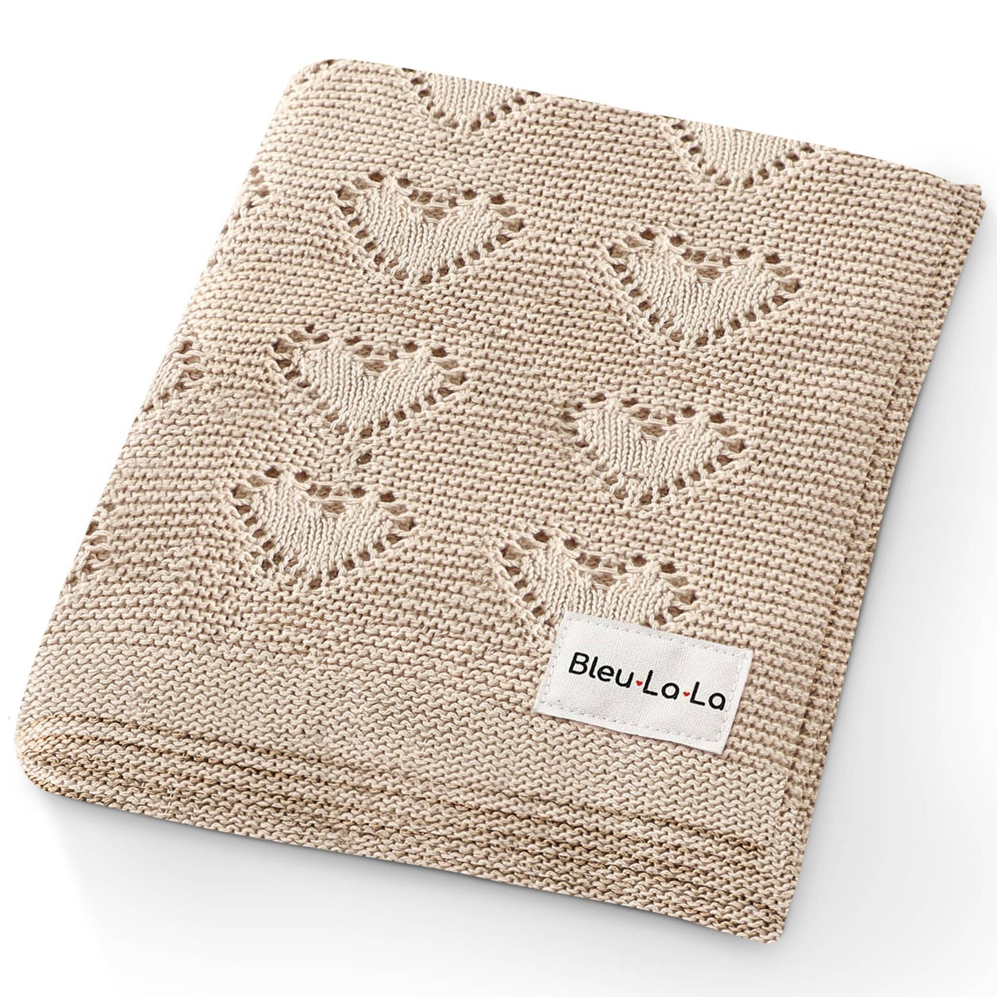 100% Luxury Cotton Receiving Swaddle Baby Blanket - Heart: Taupe