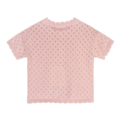 Emily Pointelle Baby Shirt & Shorts Set (Organic Cotton): Baby Pink / 12-18M