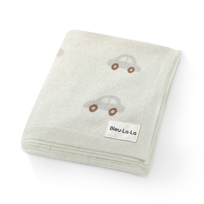 100% Luxury Cotton Receiving Swaddle Baby Blanket - Cars: Grey