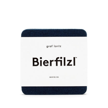 Bierfilzl Merino Wool Felt Square Coaster Solid 4 Pack: Marine