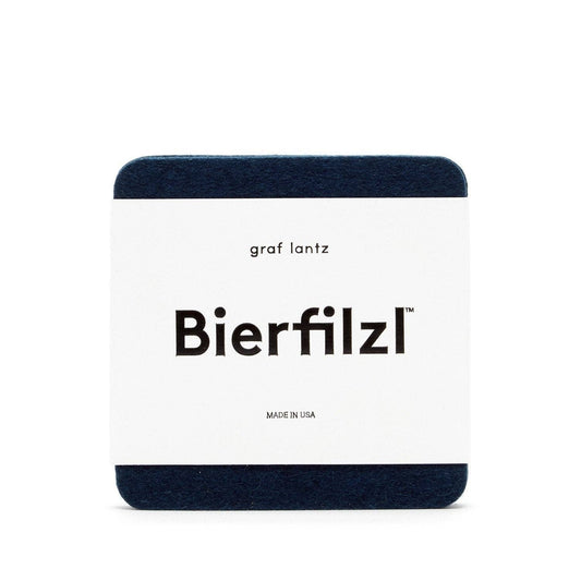 Bierfilzl Merino Wool Felt Square Coaster Solid 4 Pack: Marine