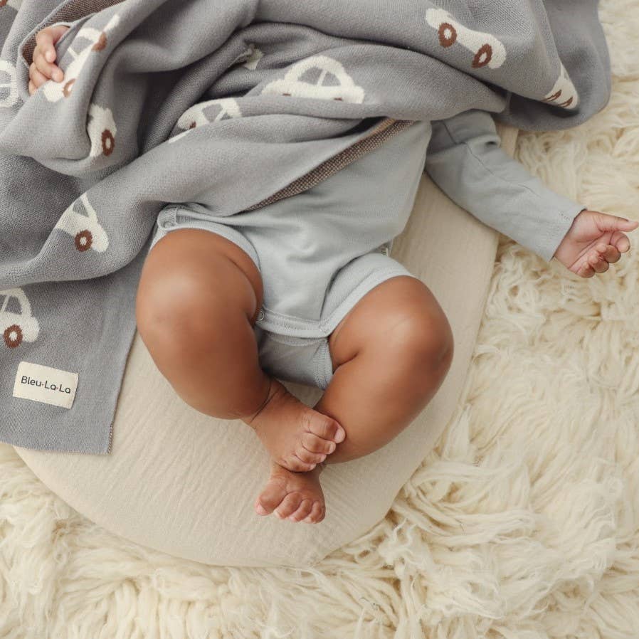 100% Luxury Cotton Receiving Swaddle Baby Blanket - Cars: Grey