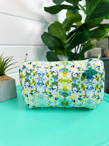 Cosmetics Bag | Quilted Makeup Bags | Toiletry Bag  | Aqua